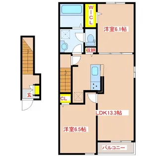シャルール【2階】の間取り