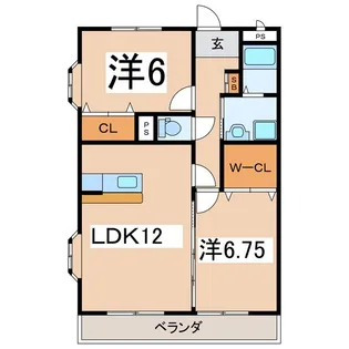 ヴェルデオットB【1階】の間取り