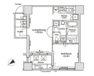 カスタリア目黒かむろ坂【9階】の間取り