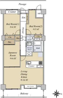 ラクト山科B棟(メゾンウエスト)【5階】の間取り