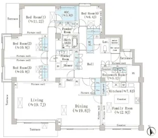 マリックス島津山【1階】の間取り