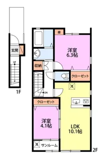 ボンモマン千鳥ヶ丘【2階】の間取り