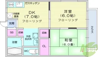 ハイツ楓【1階】の間取り