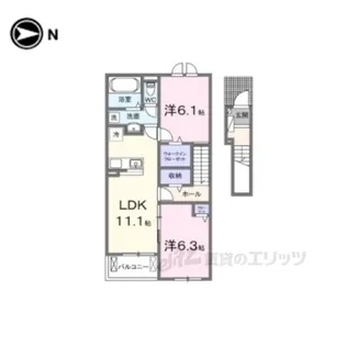 ヒカルサ仰木の里1【2階】の間取り