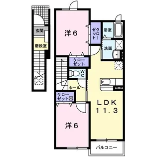 シャテーニュ【2階】の間取り