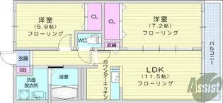 ドエル多賀城【2階】の間取り