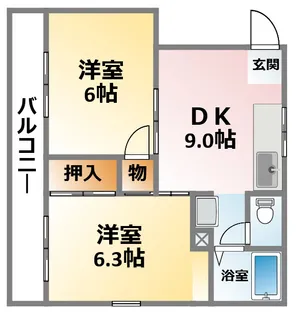 サンライズA棟【2階】の間取り