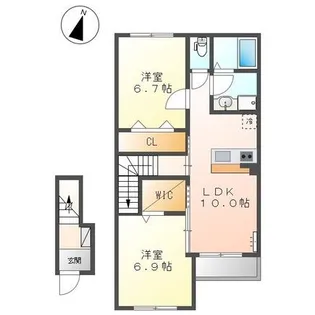 広島県福山市神辺町字道上【アパート】の間取り