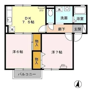 2DKの間取り画像