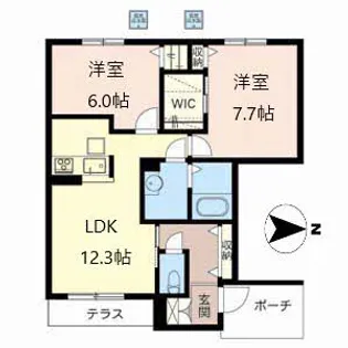 アシスト木津B棟【1階】の間取り