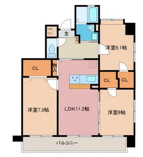 エーフィールズ新田東【4階】の間取り