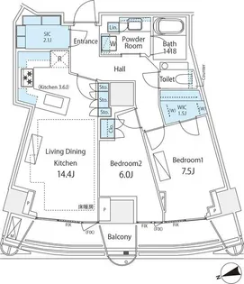 東京都渋谷区千駄ヶ谷4【マンション】の間取り