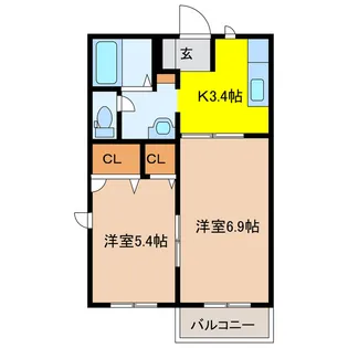 クローバー【2階】の間取り