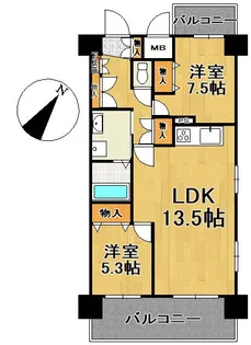 ヴィラ東中通【9階】の間取り
