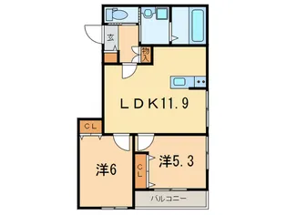 ウェルビー大原・芦屋【2階】の間取り