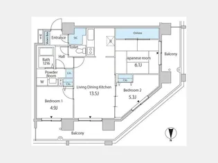 セルリアンホームズ勝どき【15階】の間取り