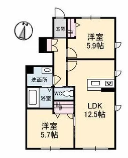 キャッスル向島【1階】の間取り