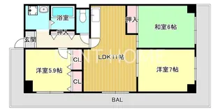 若江岩田スカイハイツ【7階】の間取り
