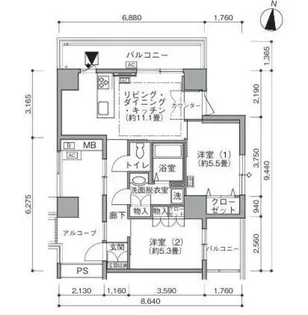 東雲キャナルコートCODAN19号棟【8階】の間取り