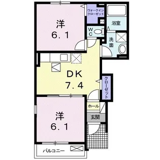 ローズガーデンB【1階】の間取り