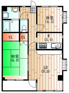 パレス嵯峨野【2階】の間取り