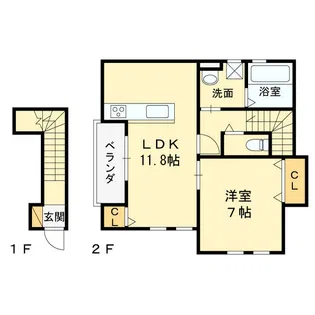 クラウンハイツ下野B棟【1階】の間取り