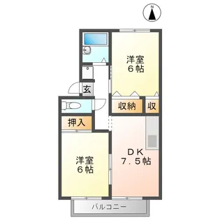 2DKの間取り画像