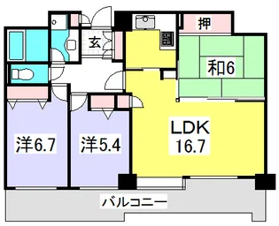 井口台パークヒルズ壱番館【8階】の間取り