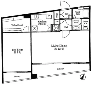 ライオンズマンション赤坂【8階】の間取り