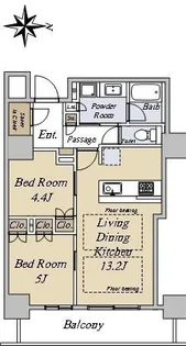 ブランズタワーウェリス心斎橋SOUTH【12階】の間取り
