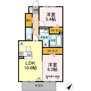 2LDKの間取り画像