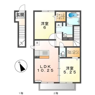 愛知県あま市篠田稲荷【アパート】の間取り