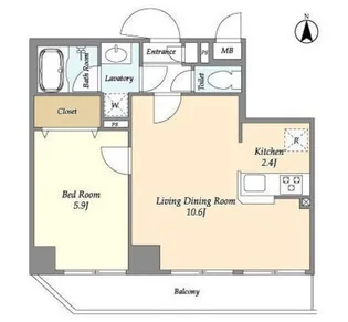 アルファコート下赤塚【5階】の間取り