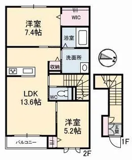 グリシーナ【2階】の間取り