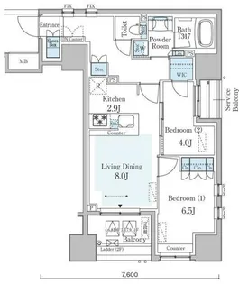 グランパセオ横濱関内プレミアム【9階】の間取り