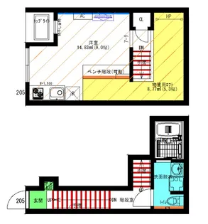 Velo SOTOYAMA(ヴェロ ソトヤマ)【2階】の間取り
