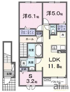 GROVE STAGE B棟【2階】の間取り