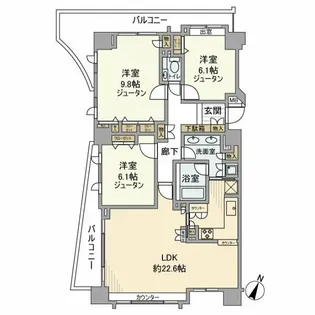 幡ヶ谷ハイムグランシス【3階】の間取り