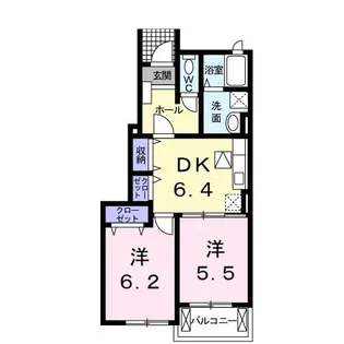 シェン ヴァウムB【1階】の間取り