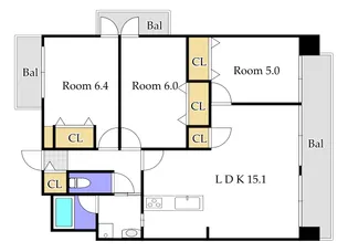 Lx Glantz東古松【7階】の間取り