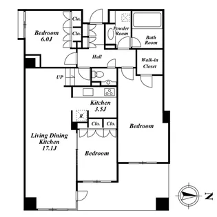 コスモリード南麻布【1階】の間取り