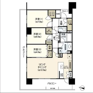 パークホームズ北仙台【19階】の間取り