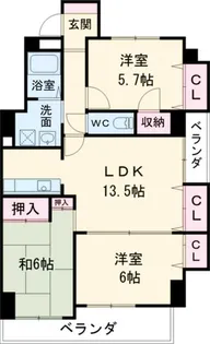 シュロス東白壁【6階】の間取り