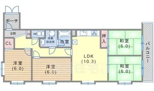 ヴェルドール上池田【1階】の間取り