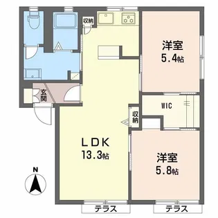 レーベンハイツ F棟【1階】の間取り