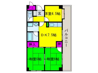 クレ-ル綾園【3階】の間取り