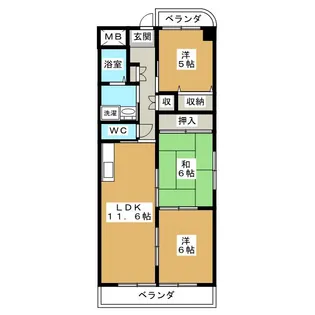 ポートシティ高木【5階】の間取り