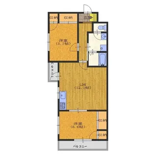 2LDKの間取り画像