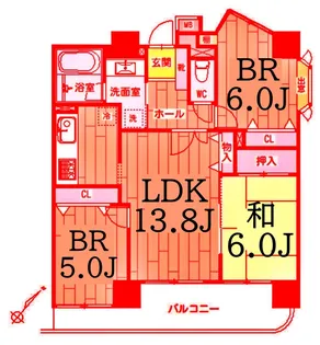 エスバイエルマンション鶴見中央【6階】の間取り