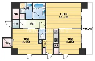 LE SEL上町台【5階】の間取り